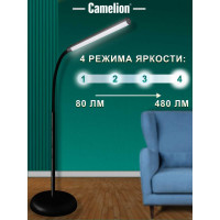 Напольный светильник, чёрный, LED, торшер, 6Вт, 230В, сенсорное включение, 4 уровня яркости, 4000К Camelion KD-795 C02 12495