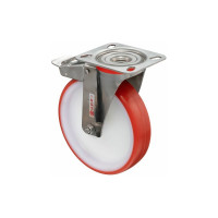 Колесо с нержавеющей вращающейся опорой, пластиной крепления и передним тормозом (150 мм; 220 кг; INOX) Tellure rota 606704