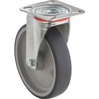 Колесо с вращающейся опорой и пластиной крепления (125 мм; 120 кг; термопластичная серая резина; полипропилен) Tellure Rota 714203