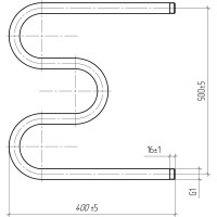Водяной М-образный полотенцесушитель ТЕРА 500х400 наружная резьба 1 ПСВ-05-01