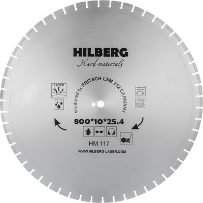 Диск алмазный отрезной Hilberg 800x25.4 Hard Materials Laser HM117
