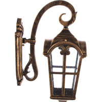 Садово-парковый светильник, четырехгранный на стену вниз 60W 230V E27, черное золото FERON PL103 11295