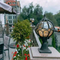 Садово-парковый светильник, круглый на постамент 60W 230V E27, черное золото FERON PL3704 11364