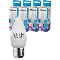 Светодиодная лампа КОСМОС LED 7.5Вт Свеча 220В E27 4500К 417252 LkecLED7.5wCNE2745