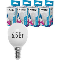 Светодиодная лампа КОСМОС LED 6.5Вт шар 220В E14 4500К 417244 LkecLED6.5wGL45E1445