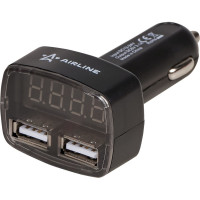 Вольтметр Airline + 2USB 3.1A в прикуриватель AVM-D-02