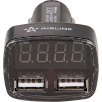 Вольтметр Airline + 2USB 3.1A в прикуриватель AVM-D-02
