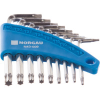 Набор двухсторонних ключей Torx NORGAU N43-009 (T8-T40, 9 шт) 061047809