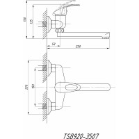 Настенный смеситель для кухни Tsarsberg тип ГОСТ См-МОРНА и См-УмОРНА TSB-920-3507