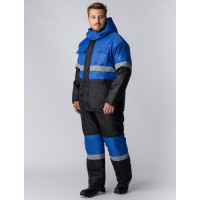 Зимний костюм с полукомбинезоном Мегрес-2 СОП Факел (ткань OxLine, 90) васильковый/черный; 52-54; 170-176 87468913.005