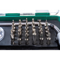 Отвертка с битами для точных работ FIT IT (30 CrV бит, гибкий переходник 190 мм, лупа, в пластиковом футляре) 56190