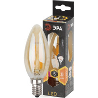 Светодиодная лампа ЭРА F-LED B35-5W-827-E14 gold филамент, свеча золото, теплый Б0027939