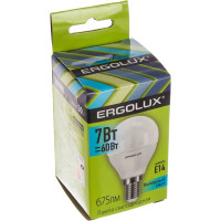 Светодиодная лампа Шар Ergolux LED-G45-7W-E14-4K 7Вт E14 4500K 172-265В 12144