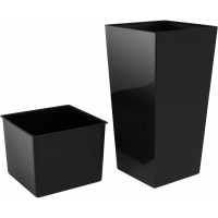 Кашпо для цветов Prosperplast Urbi square 91.5 л, антрацит 2 предмета DURS400-S433