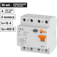 Устройство защитного отключения TDM ELECTRIC ВД1-63 4Р 16А 30мА тип А SQ0203-0083