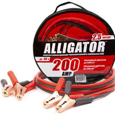 Морозостойкие провода прикуривания с брезентовой сумкой (100 CCA, 200А, длина 2.5 м) ALLIGATOR BC-200