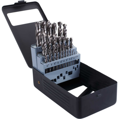 Набор сверл по металлу 1,0-13,0мм 25шт, белые, металлическая коробка, Кратон 1 05 01 015