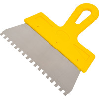 Фасадный зубчатый шпатель (200 мм, нержавеющая сталь, 6 мм, желтая ручка) Biber МАСТЕР 35183 тов-176010