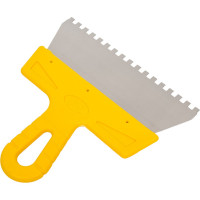 Фасадный зубчатый шпатель (200 мм, нержавеющая сталь, 6 мм, желтая ручка) Biber МАСТЕР 35183 тов-176010