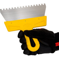 Фасадный зубчатый шпатель (200 мм, нержавеющая сталь, 6 мм, желтая ручка) Biber МАСТЕР 35183 тов-176010