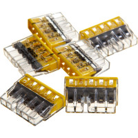 Соединительная клемма для быстрого монтажа WAGO 2273-205 5-ти проводная, 0,5-2,5 кв.мм, 450В, 24А, без пасты, 20шт 2536