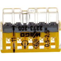 Соединительная клемма для быстрого монтажа WAGO 2273-205 5-ти проводная, 0,5-2,5 кв.мм, 450В, 24А, без пасты, 20шт 2536