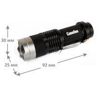 Фонарь Camelion LED5135 черный, LED XPE, ZOOM, 3 режима, 1XLR6 в комплекте, алюминий, блистер 12915