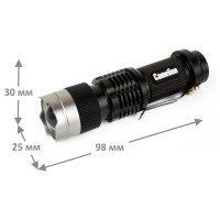 Фонарь Camelion LED5135 черный, LED XPE, ZOOM, 3 режима, 1XLR6 в комплекте, алюминий, блистер 12915