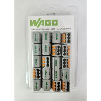 Соединительная клемма WAGO с рычажком 222-413 3-х проводная 0.08-2.5 мм. 400В. 32А без пасты 20 шт. 2531
