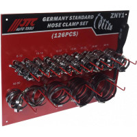 Набор хомутов червячных ZN12-ZN90 с гибким воротком 7мм (стенд) 126 предметов JTC -ZNY1 463046