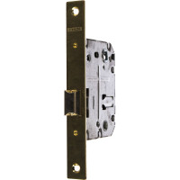 Сантехническая защелка с корпусом PUERTO с отверстием для ручки и заверткой, межосевое 70 мм, латунь блестящая INLB 1070 B