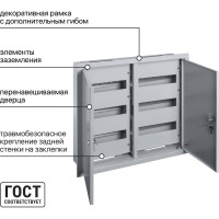 Встраиваемый распределительный щит ЩРВ-72 2-х дверный 550х610х120 TDM SQ0905-0009