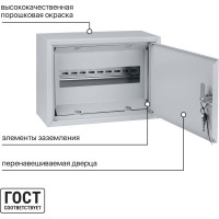 Распределительный навесной щит ЩРН-12+ 220х300х120 с полунадрезным окном на задней стенке Народный TDM ELECTRIC SQ0905-0720