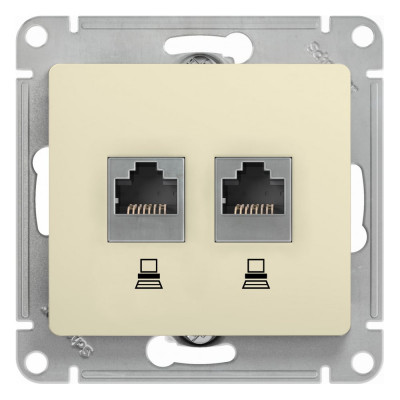 Механизм компьютерной розетки Systeme Electric 2-м Glossa RJ45+RJ45 кат.5е бежевый SchE463578 GSL000285KK