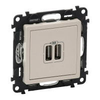 Зарядное устройство Legrand Valena LIFE с двумя USB-разьемами 240В/5В 1500мА.С лицевой панелью.Слоновая кость 753512