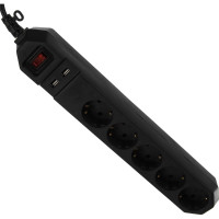 Сетевой фильтр ЭРА USF-5es-1.5m-USB-B черный Б0019036