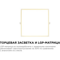 Светодиодная панель Apeyron встраиваемая квадратная 220В, 24Вт, алюминиевый корпус, изолированный драйвер ТБ 06-33