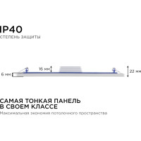Светодиодная панель Apeyron встраиваемая квадратная 220В, 24Вт, алюминиевый корпус, изолированный драйвер ТБ 06-33