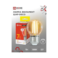 Светодиодная лампа IN HOME LED-ШАР-deco 7Вт 230В Е27 3000К 810Лм прозрачная 4690612016320