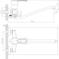 Смеситель для ванны Rossinka с S-образным изливом T40-34