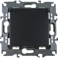 Розетка ЭРА 12-2103-05 2P+E Schuko со шторками с крышкой, 16A-250В, IP20, антрацит Б0014697