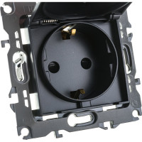 Розетка ЭРА 12-2103-05 2P+E Schuko со шторками с крышкой, 16A-250В, IP20, антрацит Б0014697