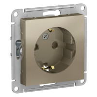 Механизм розетки Systeme Electric 1-м СП ATLAS DESIGN с заземлением, защитные шторки, 16А, шампань 1240328 ATN000545