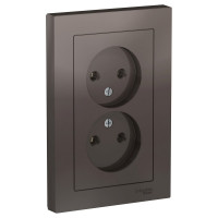 Розетка Systeme Electric 2-м ATLAS DESIGN без заземления, 16А, в сборе, мокко ATN000620 1240358