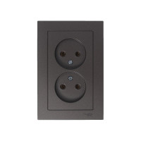 Розетка Systeme Electric 2-м ATLAS DESIGN без заземления, 16А, в сборе, мокко ATN000620 1240358