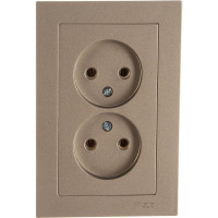 Розетка Systeme Electric 2-м ATLAS DESIGN без заземления, 16А, в сборе, шампань ATN000520 1240315