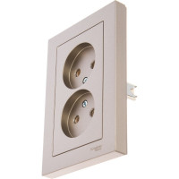 Розетка Systeme Electric 2-м ATLAS DESIGN без заземления, 16А, в сборе, шампань ATN000520 1240315