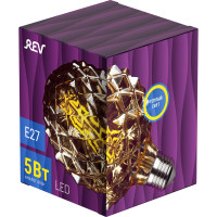 Светодиодная лампа REV VINTAGE GOLD FILAMENT колба "Кристалл" шар, G95, E27, 5Вт, 2200K, DECO Premium, 32448 5