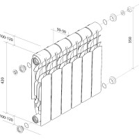 Радиатор Royal Thermo Revolution 350 - 6 секций НС-1070099
