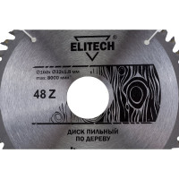 Диск пильный по дереву (160х32/30 мм; 1.8 мм; 48Z) Elitech 1820.055000
